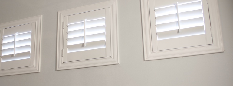 Square Windows in a New York Garage with Polywood Shutters